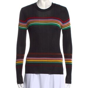 Missoni Long  Sleeve Crew Neck Black Multi Stripe Medium